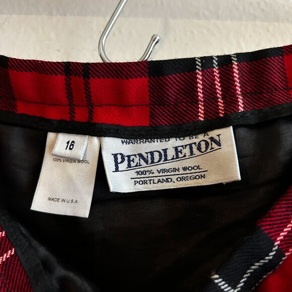 Vintage PENDLETON 100% Wool Tartan Buffalo Check Midi Skirt SZ 16 - Picture 4 of 6